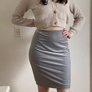 WHBM Velvet Grey Pencil Skirt